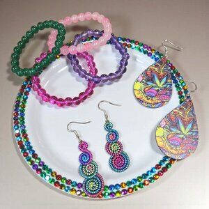 Multicolor Earring And Bracelet Set